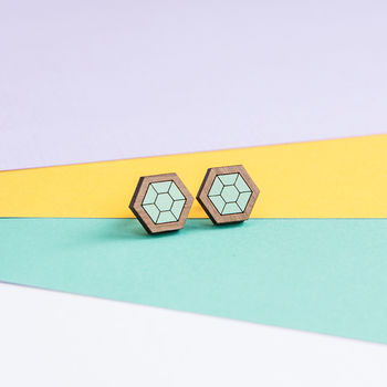 Hexagon Geometric Stud Earrings, 2 of 8