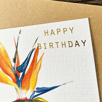 Gold Foiled Bird Of Paradise Birthday Card, 3 of 3