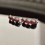 Red Ruby Silver Stud Earrings Set, thumbnail 5 of 7