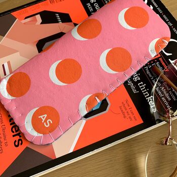 Maximalist Orange And Pink Polka Dot Glasses Case, 7 of 8