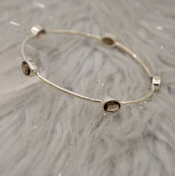 Smoky Quartz Silver Bangle Bracelet, 2 of 6