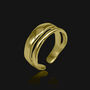 18k Gold Plated Adjustable Asymetrical Double Band Ring, thumbnail 2 of 6