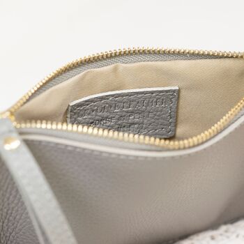 Dove Grey Leather Clutch Purse, 5 of 11