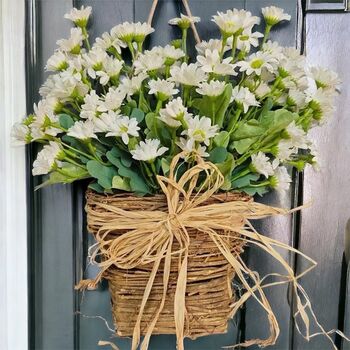 Spring Cream Wildflower Basket Door Wreath, 4 of 8