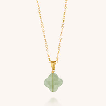 Green Aventurine Gemstone Clover Necklace, 4 of 6