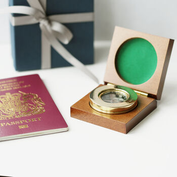 Brass Gold Personalised Compass With Timber Box, 3 of 5