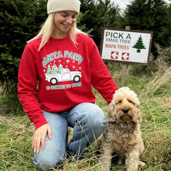 Red Santa Paws Dog Lover Christmas Jumper, 2 of 12