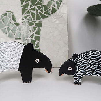 Hand Painted Wooden Malayan Tapir Ornaments, 3 of 5