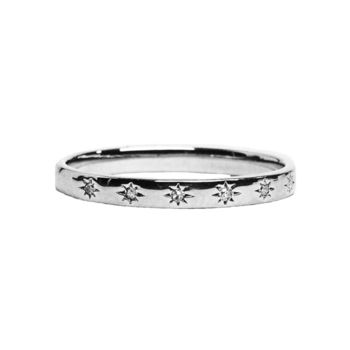 Sterling Silver Simple Star Set Diamond Band, 4 of 6