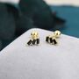 Sterling Silver Triple Black Baguette Cz Screw Back Earrings, thumbnail 2 of 12