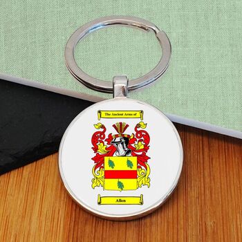 Personalised Key Ring With Coat Of Arms Surname Gift, 4 of 7