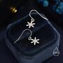 Sterling Silver Delicate Snowflake Drop Hook Earrings, thumbnail 3 of 11