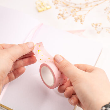 Pink Dreams Gold Foil Moon Washi Tape, 2 of 3