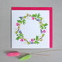 ' Flower Wreath ' Illustrated Card, thumbnail 1 of 4