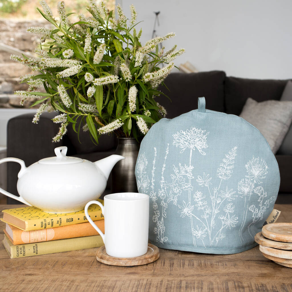 Linen Tea Cosy With Garden Flower Design