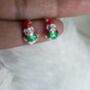 Santa Earrings 925 Sterling Silver Festive Earrings Gift For Her, Red And Green Enamel Holiday Jewellery, thumbnail 3 of 8