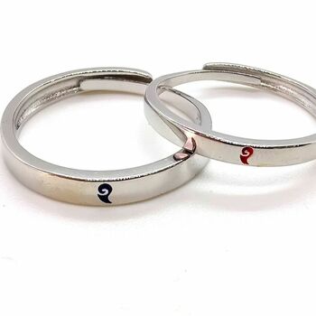 Adjustable Silver Plated Chinese Ne Zha Promise Rings, 6 of 6