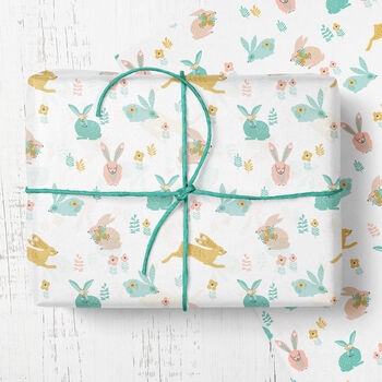Spring Hare And Rabbit Wrapping Paper Roll Or Folded, 2 of 3