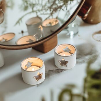 Set Of Two Dove Grey Ceramic Tea Light Holders, 2 of 7