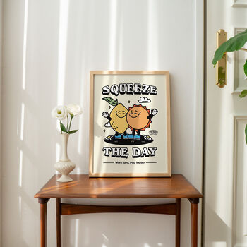 'Squeeze The Day' Cute Retro Lemon And Sun Print, 5 of 8