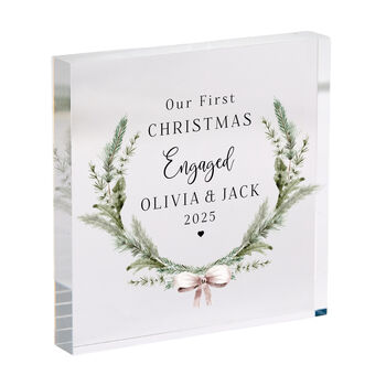 Personalised First Christmas Engaged Gift Acrylic Keepsake, 2 of 4