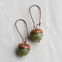 Olive Green Acorn Earrings, thumbnail 1 of 4