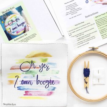 I Can Boogie Happy Embroidery Stitch Craft Kit Gift, 4 of 4