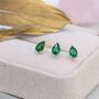 Sterling Silver Emerald Green Droplet Stud Earrings, thumbnail 3 of 12