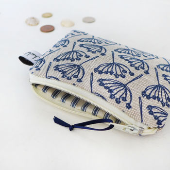 Navy Cow Parsley Coin Purse, 4 of 5