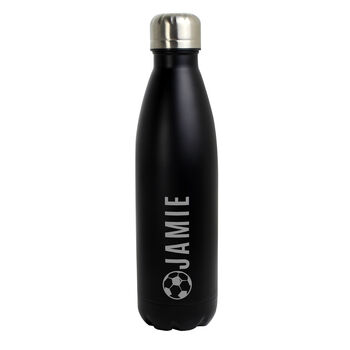 Personalised Football Black Metal Insulated Drinks Bottle, 4 of 5