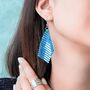 Blue Color Lightweight Mesh Drop Earrings, thumbnail 1 of 10