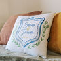 Personalised Organic Cotton Crest Cushion For Couple, thumbnail 1 of 4