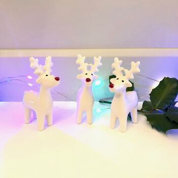 Christmas Set Of Little Reindeer Decorations, 3 of 4
