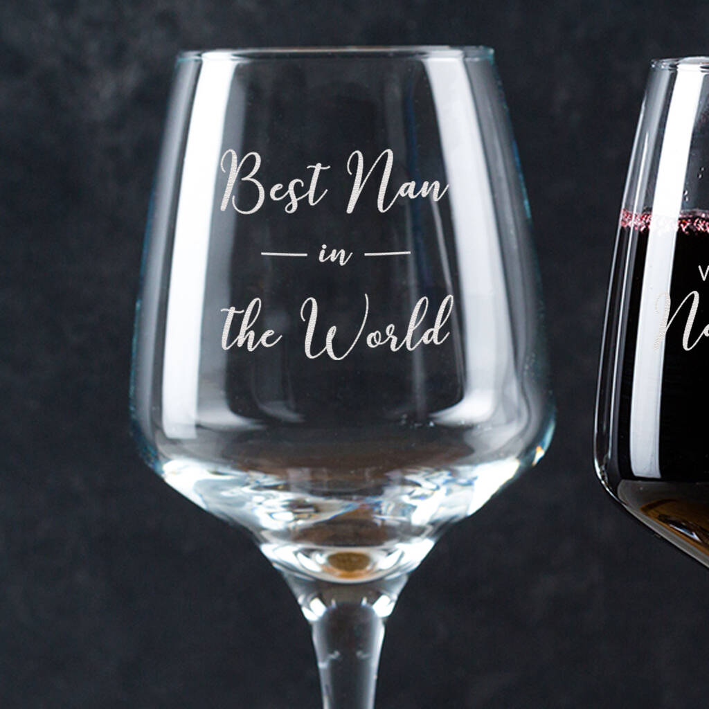 Personalised Engraved Wine Glass Mother's Day Gift For Nan, 1 of 5