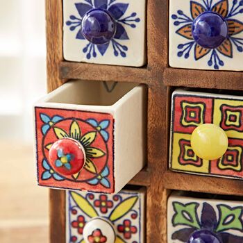 Hand Painted Multicoloured Ceramic Six Drawer Chest, 2 of 7