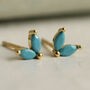 Turquoise Blue Dainty Flower Sterling Silver Stud Earrings, thumbnail 1 of 8