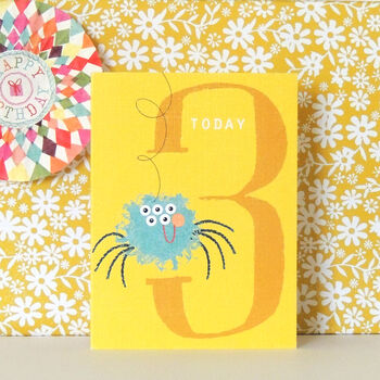 Mini Smiley Spider 3rd Birthday Card, 4 of 4