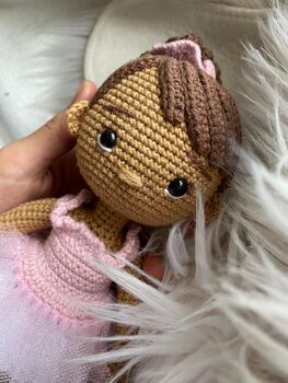 Handmade Crochet Ballerina Doll, Amigurumi Toy, 4 of 7