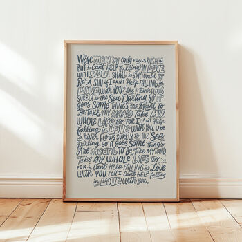 Can't Help Falling In Love Elvis, Song Lyrics Wall Art, 6 of 10