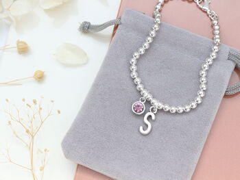 Personalised Initial And Birthstone Charm Bracelet, 4 of 10