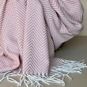 Soft Chevron Tassel Fringed Scarf In Pale Pink, 3 of 3