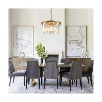 Five Light Gold Modern Drum Pendant Crystal Chandelier, 2 of 4