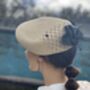 Straw Beret Occasion Hat With Black Bow 'Penelope', thumbnail 6 of 10