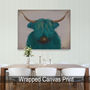 Highland Cow In Turquoise, Art Print Framed Or Unframed, thumbnail 8 of 9