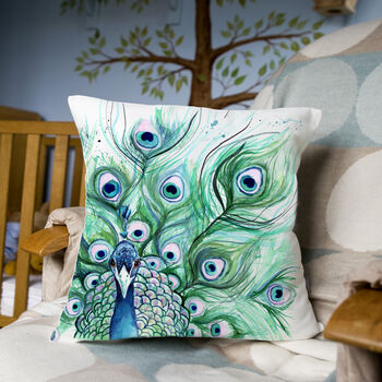 Inky Peacock Large Luxury Cushion And Inner, 3 of 4