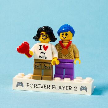 Couples Personalised Lego® Brick Minifig Couple Gift: Custom Romantic Keepsake For Partners, 2 of 12