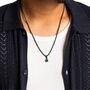 Silver Mini Malachite Gemstone Pendant Necklace For Men, thumbnail 6 of 8