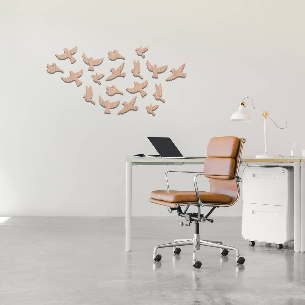 Wooden Flying Birds Wall Art, Flock Of Birds Wall Decor By Duke Craft