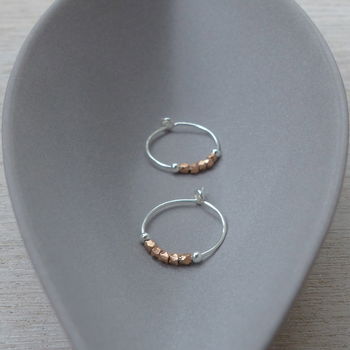 Petite Rose Gold Vermeil And Sterling Silver Hoops, 9 of 12