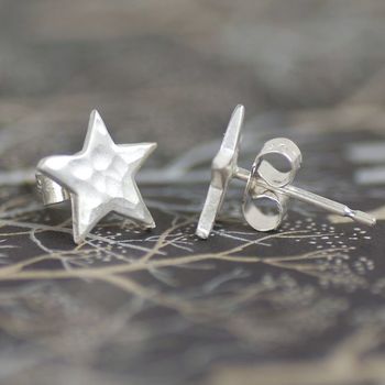 Hammered Sterling Silver Star Stud Earrings, 4 of 7